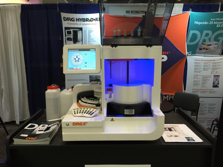 A DRG:HYBRiD.XL Fully Automated Immunoassay and Clinical Chemistry Analyzer at the DRG Booth